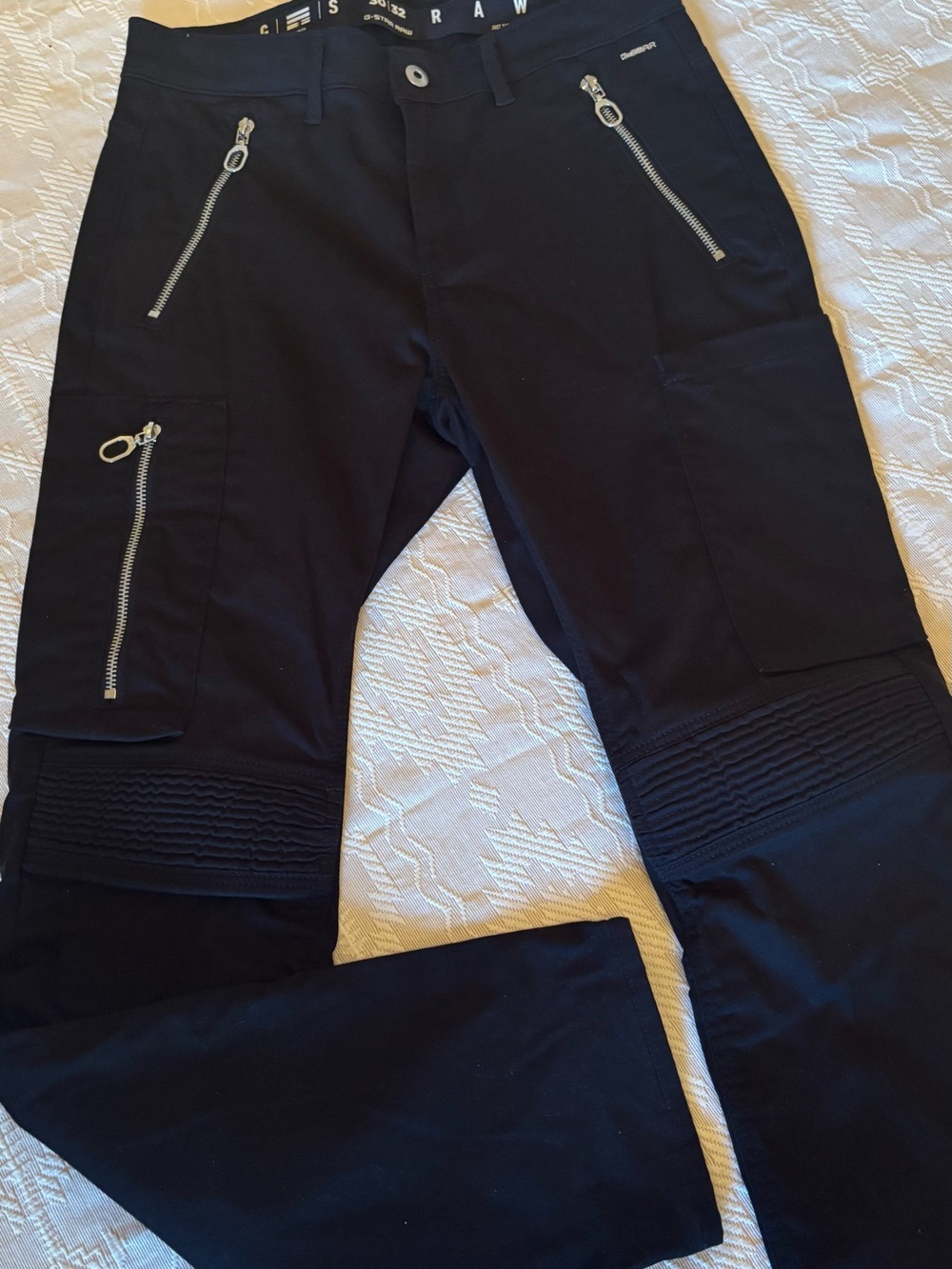 G-STAR “BIKER SKINNY CARGO PANTS” DARK BLACK MOTO JEANS sz 30/32 or  SZ 6/8 NEW! - Picture 4 of 17